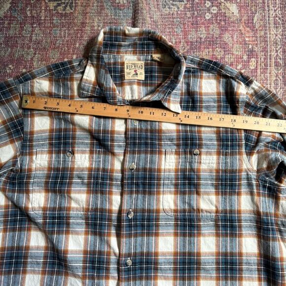 Red Head 2XL Men's Plaid Flannel Shirt - Blue and Brown 100% Cotton - Picture 3 of 8